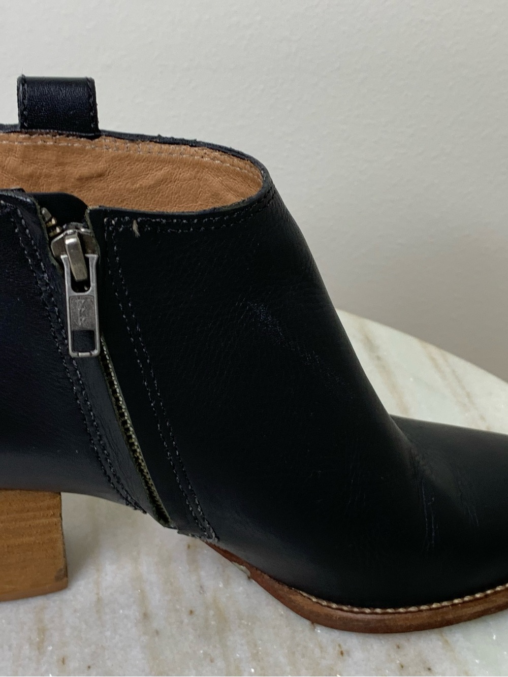 Madewell boot ankle “The Billie” black Leather style f5044 Stacked Sole - Picture 8 of 11